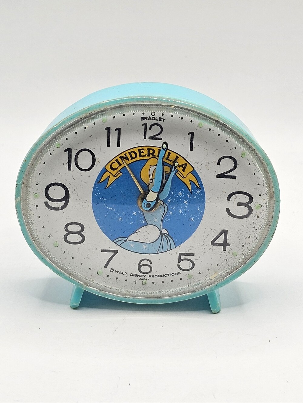 Vintage Bradly Japan Cinderella Mini Manually Wound Alarm Clock Working